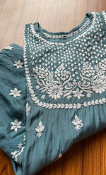 Load image into Gallery viewer, Women&#39;s Lucknowi Handcrafted Muslin Chikankari Kurti - HONC0148253
