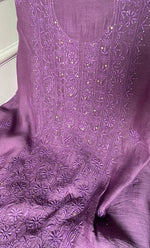 Load image into Gallery viewer, Women's Lakhnavi Handcrafted Mul Chanderi Unstitched Chikankari Full Suit Material - HONC0324495