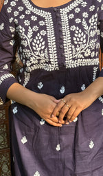 Load image into Gallery viewer, Women&#39;s Lakhnavi Handcrafted Cotton Chikankari Kurti - HONC0268668
