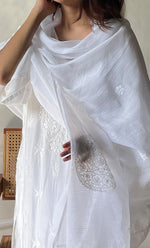 Load image into Gallery viewer, Nazm Women&#39;s Lucknowi Handcrafted Kota Cotton Chikankari Dupatta - HONC0291183
