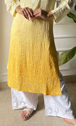 Load image into Gallery viewer, Women&#39;s Lakhnavi Handcrafted Viscose Georgette Chikankari Kurti- HONC0270975
