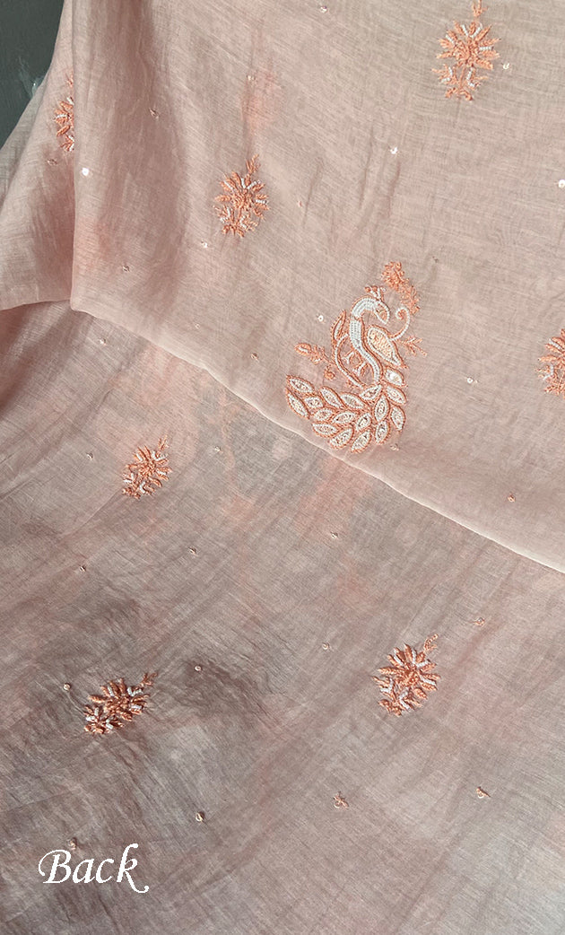 Women's Lakhnavi Handcrafted Mul Chanderi Unstitched Kurta And Dupatta Set- HONC0312986