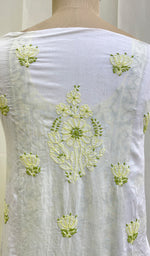 Load image into Gallery viewer, Women&#39;s Lakhnavi Handcrafted Modal Cotton Chikankari Unstitched Kurti Fabric - HONC0151881