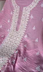 Load image into Gallery viewer, Women's Lucknowi Handcrafted Kota Cotton Chikankari Unstitched Kurta And Dupatta Set - HONC0325526