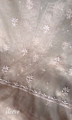 Load image into Gallery viewer, Women&#39;s Lakhnavi Handcrafted Organza Chikankari Unstitched Full Suit Material - HONC0284636
