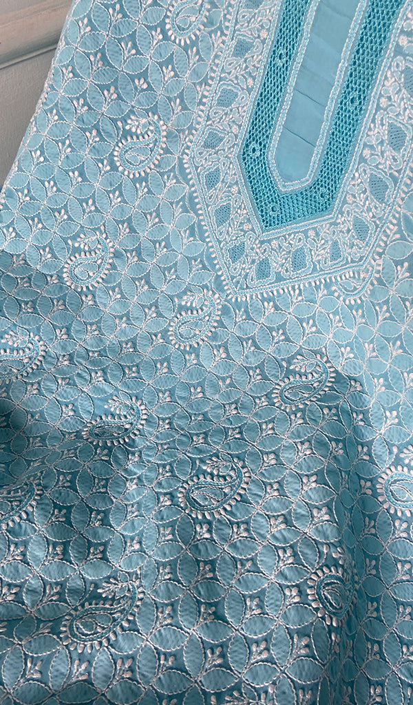 Women's Lakhnavi Handcrafted Cotton Unstitched Chikankari Suit Material - HONC0367378