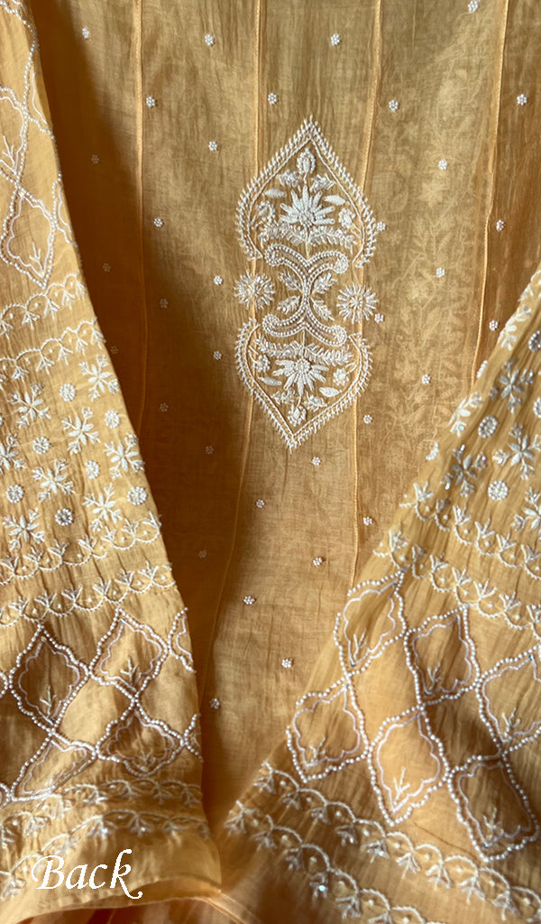 Maira Women's Lakhnavi Handcrafted Mul Chanderi Semi - Stitched Anarkali And Dupatta Set - HONC0298064