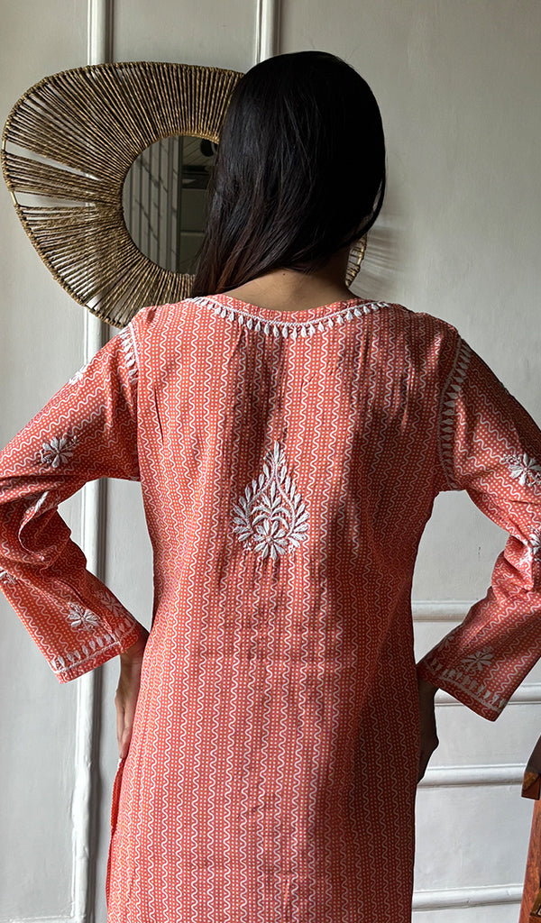 Women's Lakhnavi Handcrafted Cotton Chikankari Top - HONC0350779