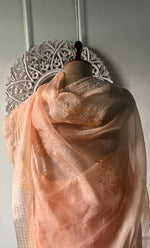 将图像加载到图库查看器中， Women's Lucknowi Handcrafted Pure Organza Silk Chikankari Saree - HONC0296103