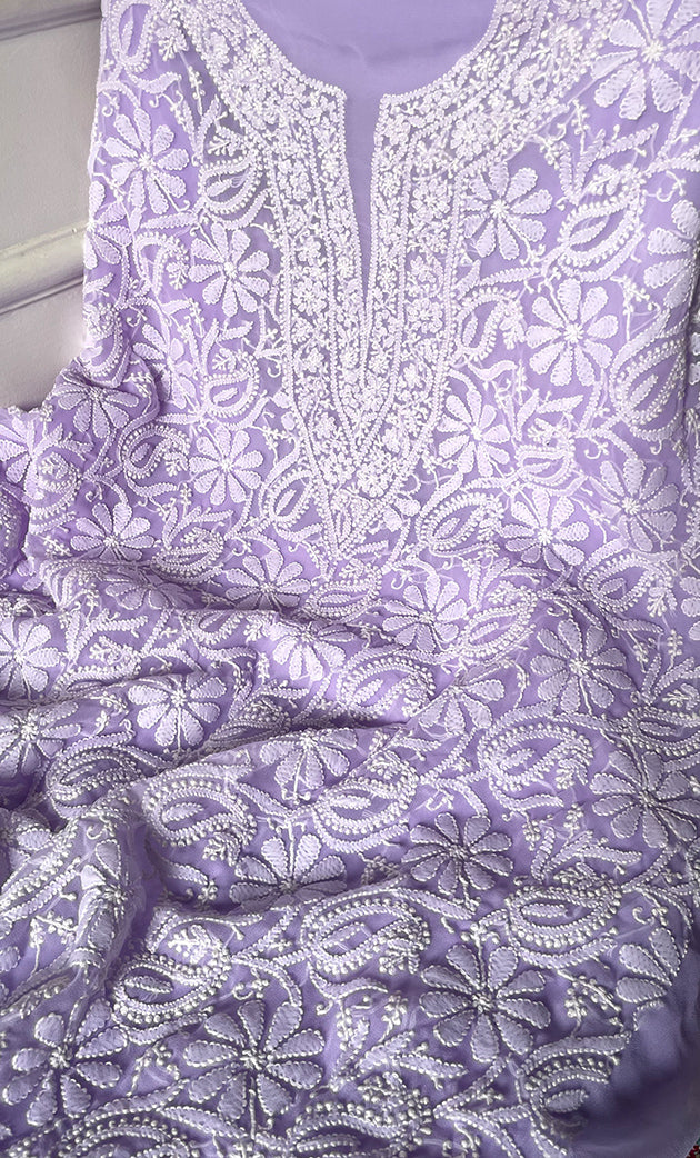 Women's Lucknowi Handcrafted Faux-Georgette Chikankari Suit Material - HONC0315341