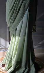 Load image into Gallery viewer, Women&#39;s Lakhnavi Handcrafted Viscose Georgette Chikankari Saree - HONC0301803
