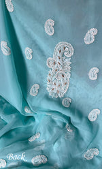 将图像加载到图库查看器中， Women&#39;s Lakhnavi Handcrafted Unstitched Faux-Georgette Chikankari Suit Material - HONC0291830
