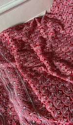 将图像加载到图库查看器中， Women's Lucknowi Handcrafted Faux-Georgette Unstitched Chikankari Suit Material - HONC0347549
