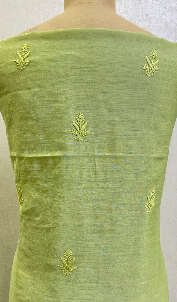 Women's Lakhnavi Handcrafted Munga Silk Chikankari Kurta And Dupatta Set - HONC0108334
