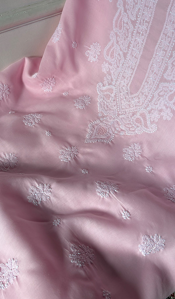 Women's Lakhnavi Handcrafted Cotton Unstitched Chikankari Suit Material - HONC0374503