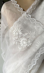 Load image into Gallery viewer, Women&#39;s Lucknowi Handcrafted Pure Organza Silk Chikankari Saree - HONC0321035
