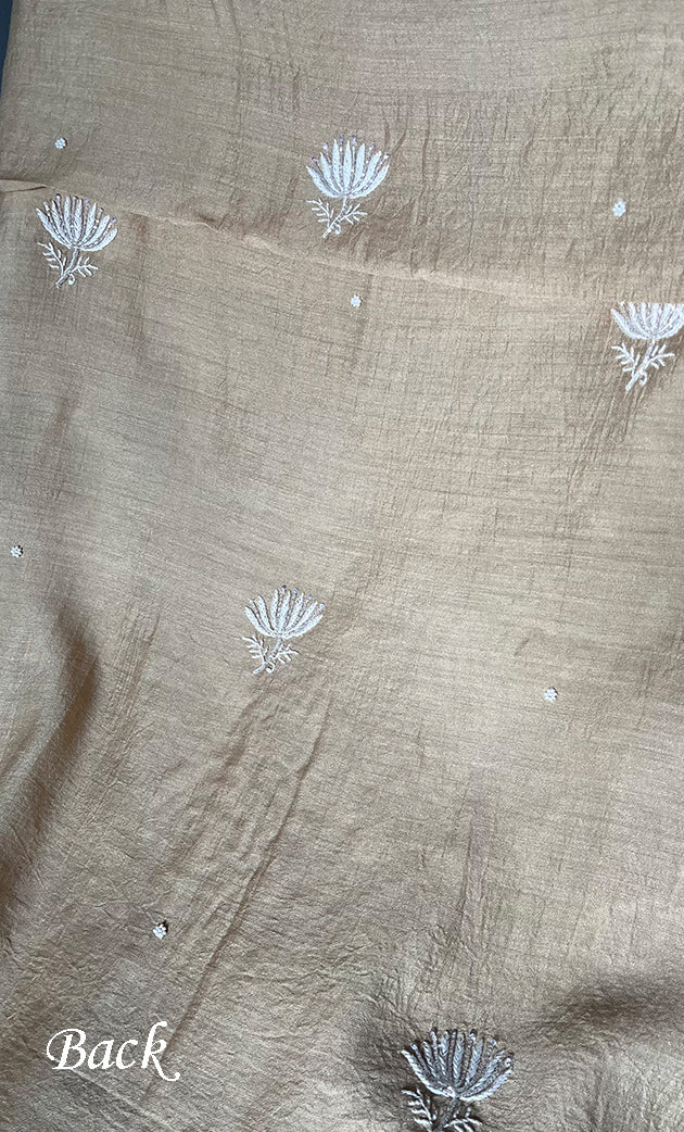 Women's Lakhnavi Handcrafted Munga Silk Chikankari Kurta And Dupatta Set- HONC0272992