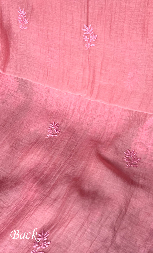 Women's Lakhnavi Handcrafted Mul Chanderi Unstitched Kurta And Dupatta Set- HONC0310810