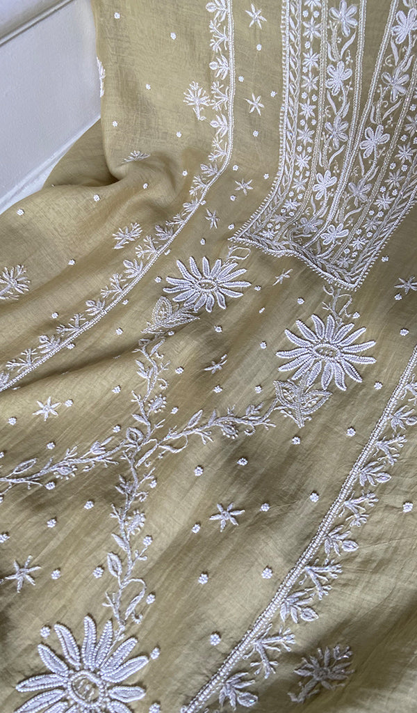 Women's Lakhnavi Handcrafted Mul Chanderi UnStitched Kurta And Dupatta Set - HONC0343238