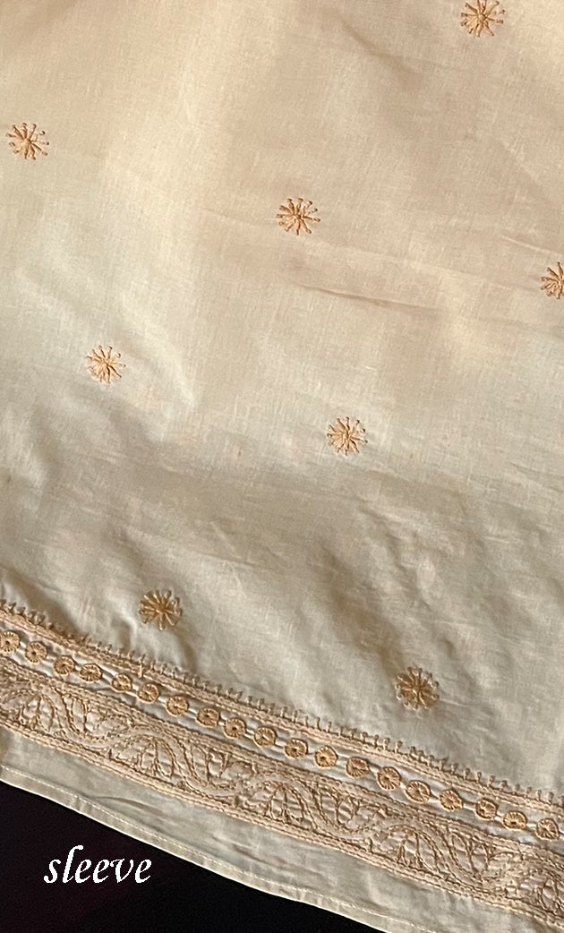 Lucknowi Handcrafted Cotton Chikankari Unstitched Men's Kurta Fabric - HONC0289825