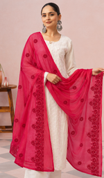 Women's Lucknowi Handcrafted Cotton Chikankari Dupatta - HONC0210090
