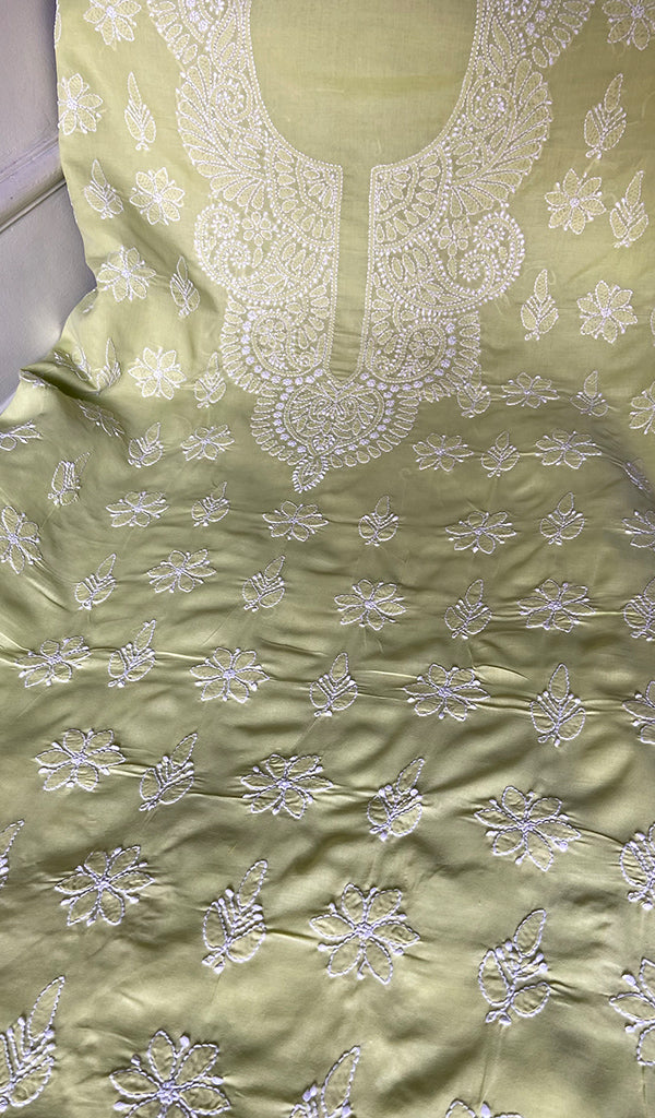 Women's Lakhnavi Handcrafted Cotton Unstitched Chikankari Suit Material - HONC0360798