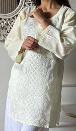 Load image into Gallery viewer, Women's Lakhnavi Handcrafted Cotton Chikankari Top - HONC0347239