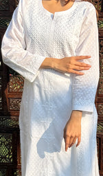 Load image into Gallery viewer, Women&#39;s Lucknowi Handcrafted Cotton Chikankari Kurti - HONC0217238
