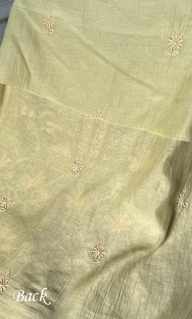 Women's Lakhnavi Handcrafted Mul Chanderi UnStitched Kurta And Dupatta Set - HONC0280888
