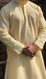 Load image into Gallery viewer, Men&#39;s Lucknowi Handcrafted Cotton Chikankari Kurta -  HONC0260674
