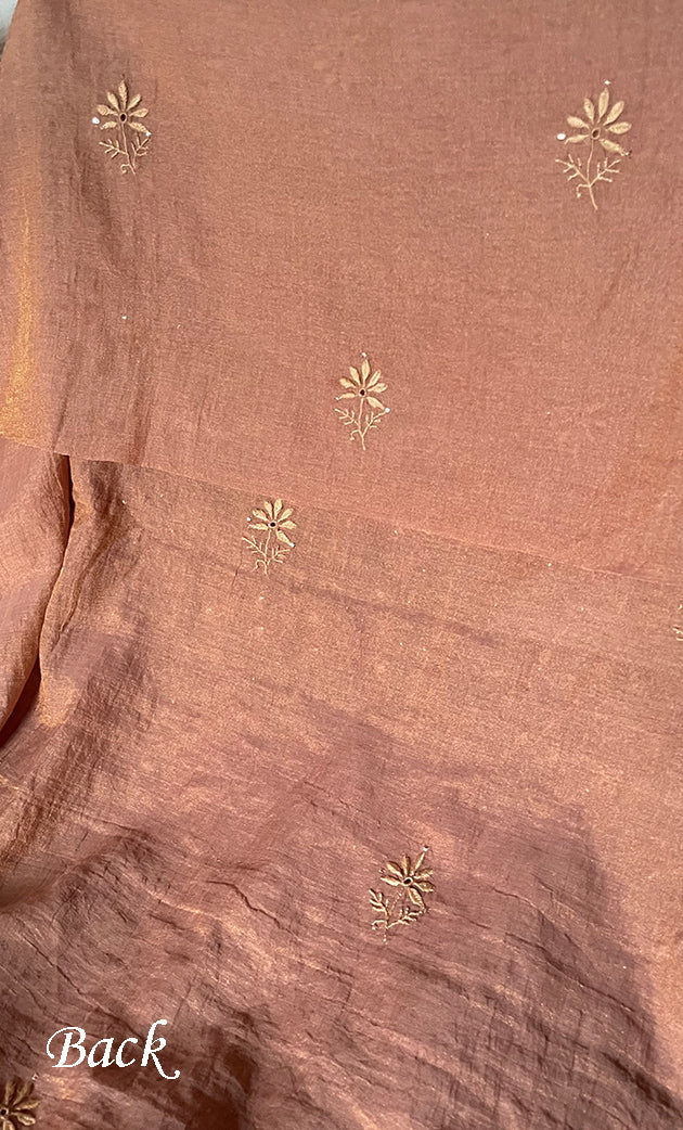 Women's Lakhnavi Handcrafted Tissue Chanderi Unstitched Kurta And Dupatta Set - HONC0270057