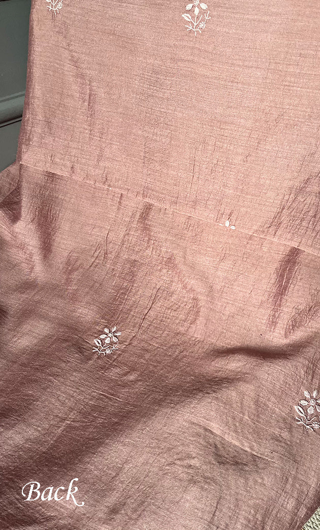 Women's Lakhnavi Handcrafted Munga Silk Chikankari Kurta And Dupatta Set- HONC0285378