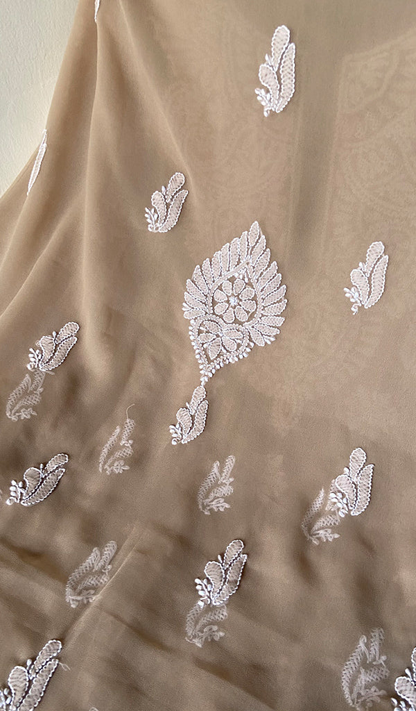 Women's Lucknowi Handcrafted Faux-Georgette Chikankari Suit Material - HONC0263018