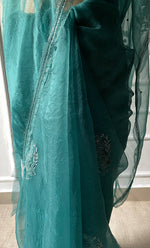Load image into Gallery viewer, Women&#39;s Lucknowi Handcrafted Pure Organza Silk Chikankari Saree - HONC0277626
