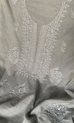 Load image into Gallery viewer, Women's Lakhnavi Handcrafted Mul Chanderi Unstitched Chikankari Full Suit Material - HONC0328320