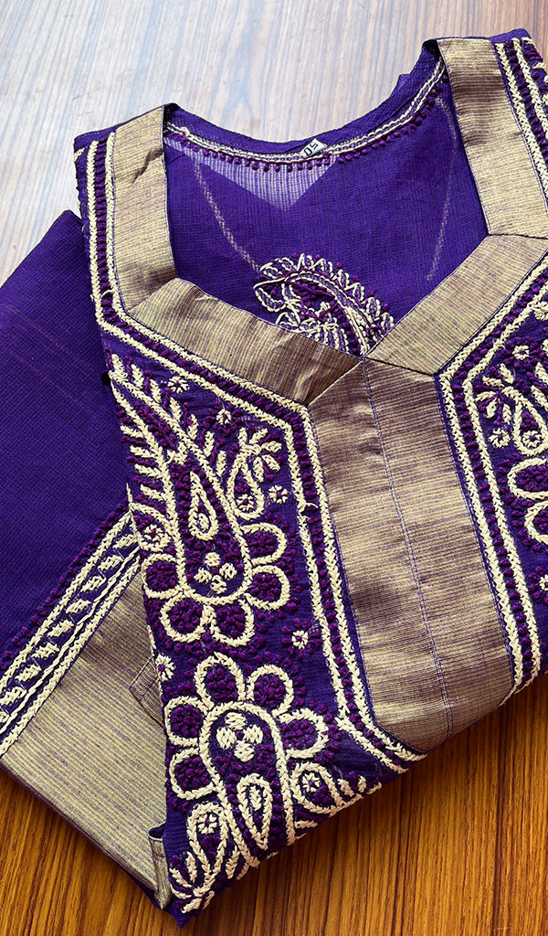 Women's Lakhnavi Handcrafted Cotton Chikankari Kurti - NC4229
