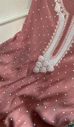 Load image into Gallery viewer, Jazba Women's Lakhnavi Handcrafted Mul Chanderi Unstitched Kurta And Dupatta Set - HONC0495494