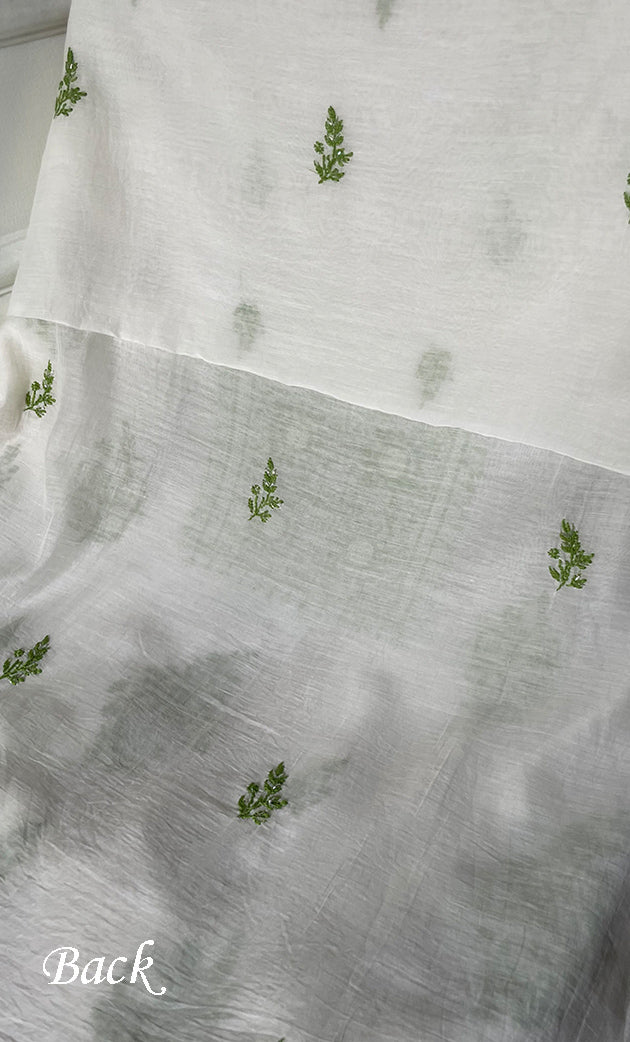 Women's Lakhnavi Handcrafted Unstitched Mul Chanderi Kurta And Dupatta Set - HONC0278135