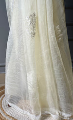 Load image into Gallery viewer, Amna Women&#39;s Lucknowi Handcrafted Pure Organza Silk Chikankari Saree - HONC0294408
