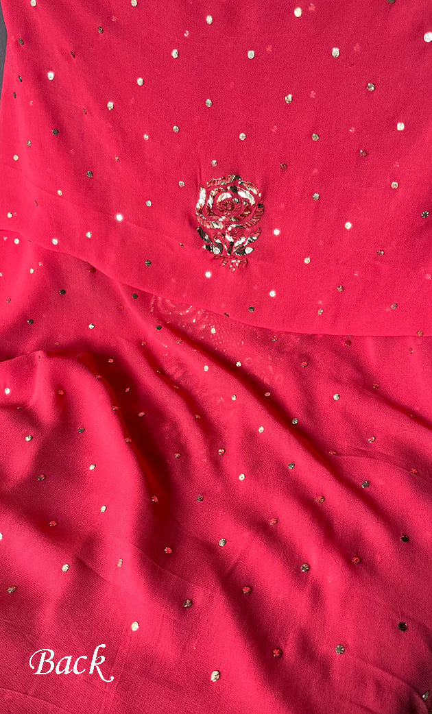 Women's Lakhnavi Handcrafted Viscose Georgette Chikankari Full Suit Material - HONC0301676