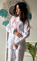 Shaniya Women's Lakhnavi Handcrafted Modal Cotton Chikankari Shirt  - HONC0313721