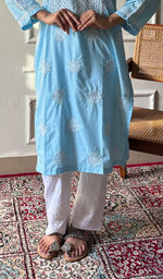 Load image into Gallery viewer, Tayeba Women's Lucknowi Handcrafted Mul Cotton Chikankari Kurti - HONC0133738