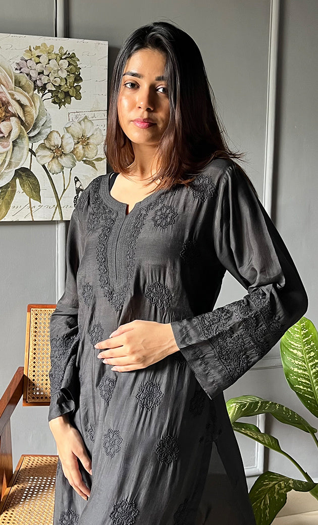 Inaya Women's Lucknowi Handcrafted Muslin Chikankari Kurti - HONC0202210