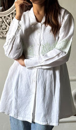 Load image into Gallery viewer, Mahika Women's Lucknowi Handcrafted Slub Cotton Chikankari Shirt - HONC0344220