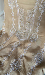 将图像加载到图库查看器中， Javeria Women's Lakhnavi Handcrafted Mul Chanderi Unstitched Kurta And Dupatta Set- HONC0326143