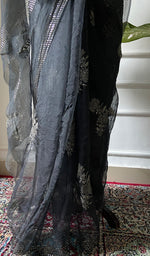 Load image into Gallery viewer, Women's Lucknowi Handcrafted Pure Organza Silk Chikankari Saree - HONC0286698