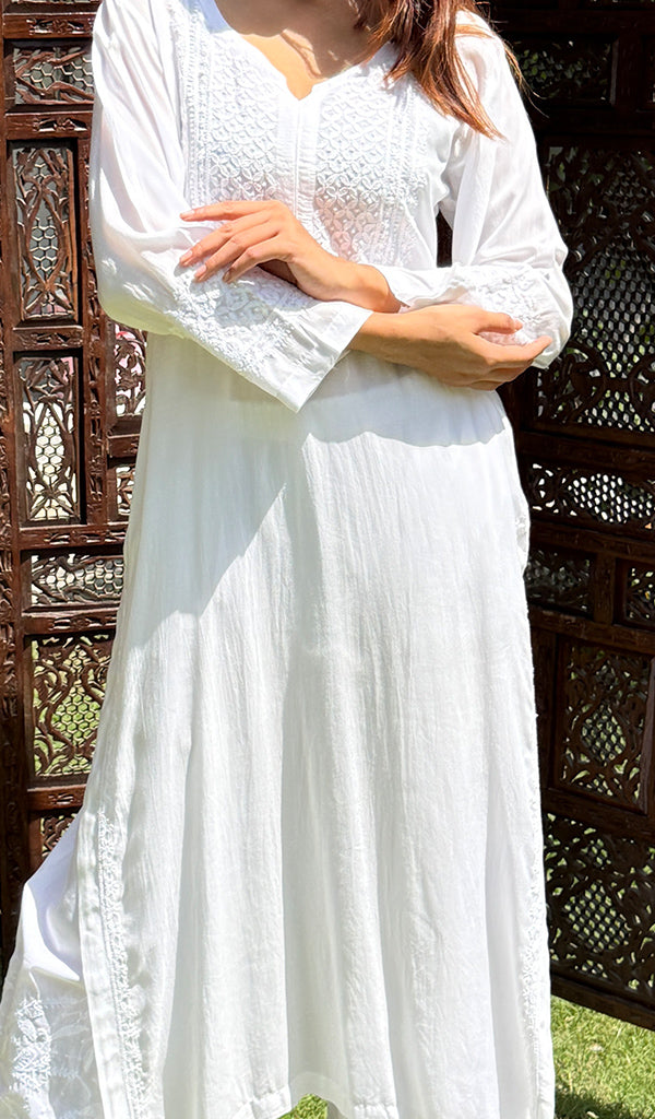 Women's Lucknowi Handcrafted Modal Cotton Chikankari Kurti - HONC0277734