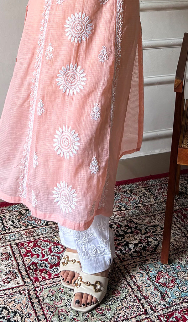Naima Women's Lakhnavi Handcrafted Kota Cotton Chikankari Kurti - HONC03360444
