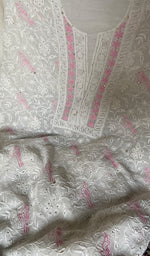 Load image into Gallery viewer, Women's Lakhnavi Handcrafted Mul Chanderi Unstitched Kurta And Dupatta Set- HONC02808920