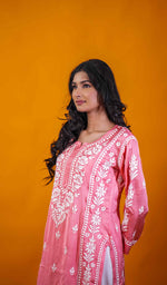 将图像加载到图库查看器中， Rehnuma Women&#39;s Lucknowi Handcrafted Modal Silk Chikankari Kurti - HONC0200239
